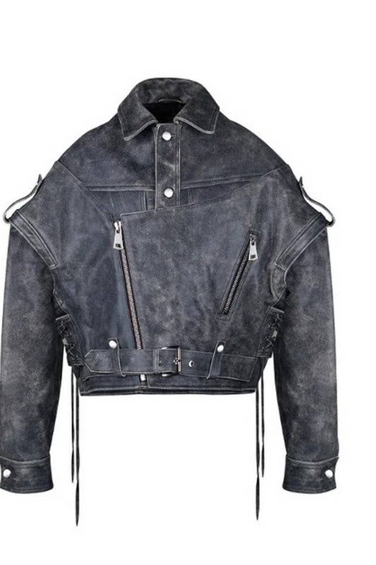 CWOCO1076_VINTAGE WOVEN PU LEATHER JACKET