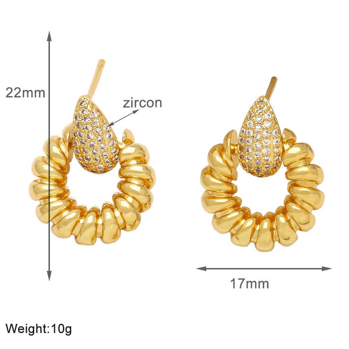 FASHIONABLE ROUND EARRINGS WITH WATER DROPLETS