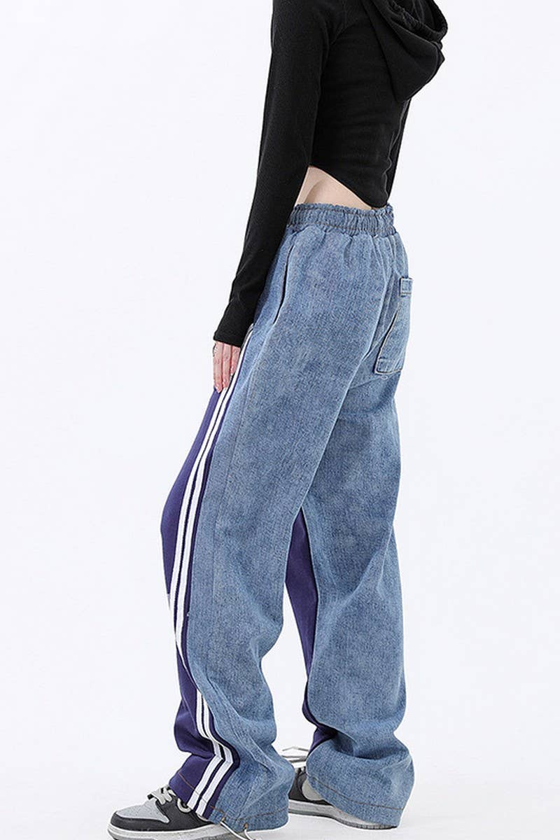 CWBLP1840_SPORTS CASUAL STITCHING LOOSE WIDE-LEG PANTS