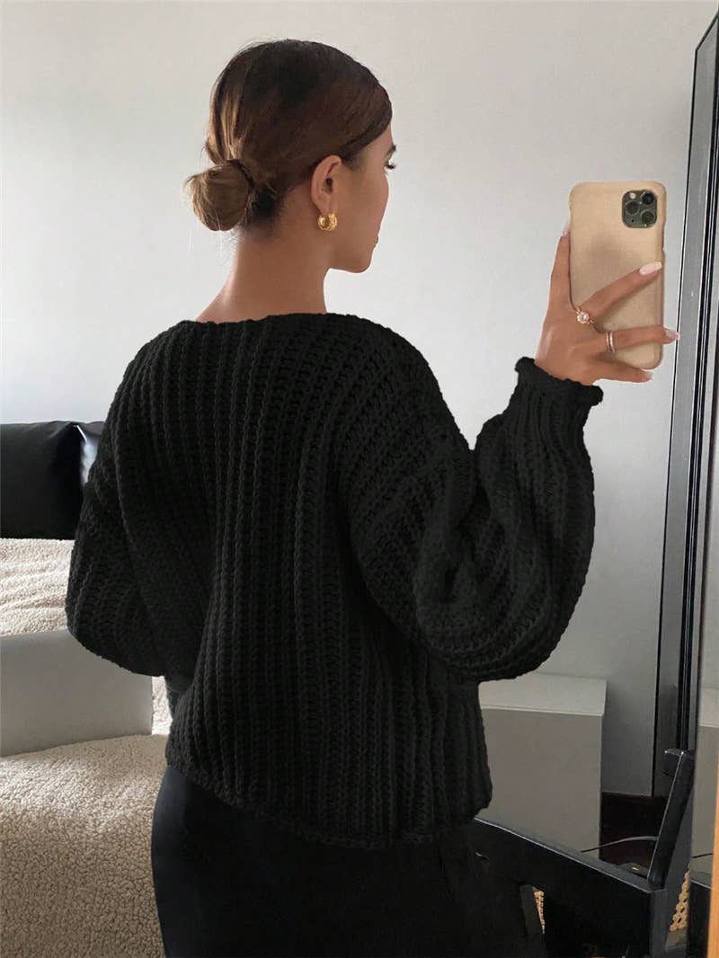 Three button long sleeve French cardigan