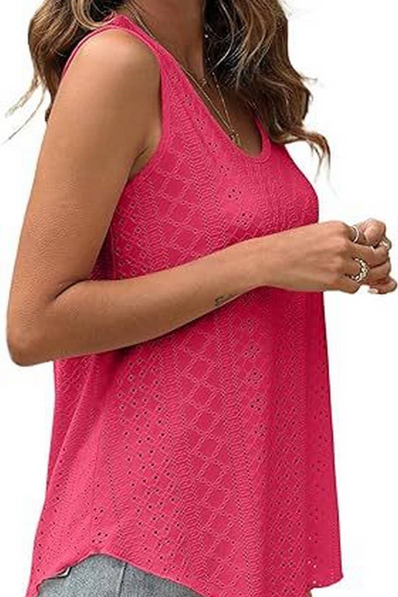 Cwttsl0235_Round Neck Sleeveless Knit Top