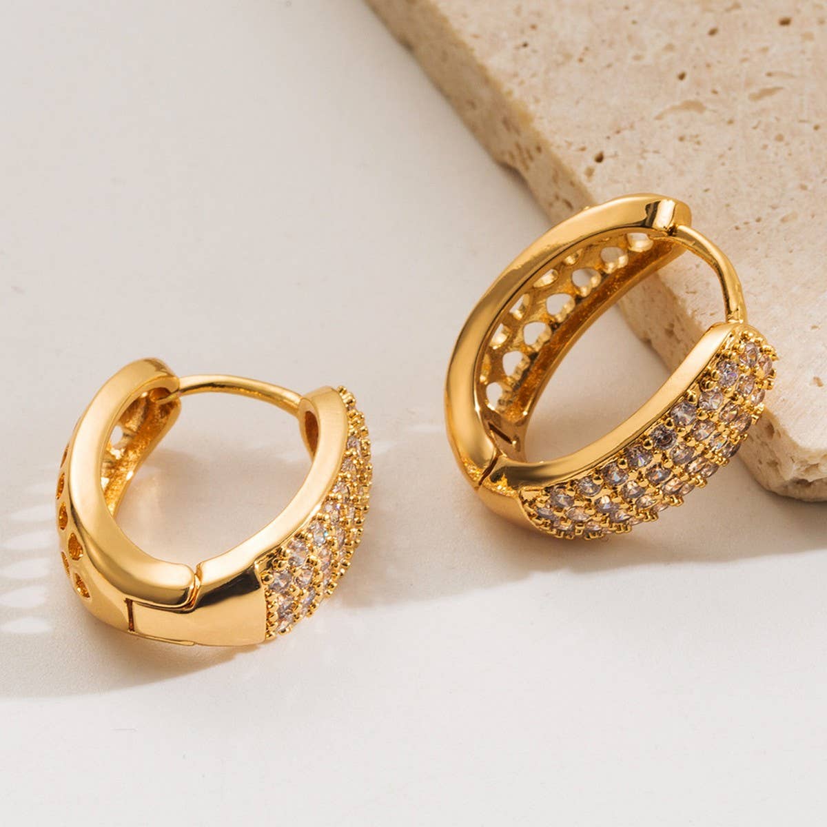 Geometric  Gold-Plated Hoop Earrings Elegant Style
