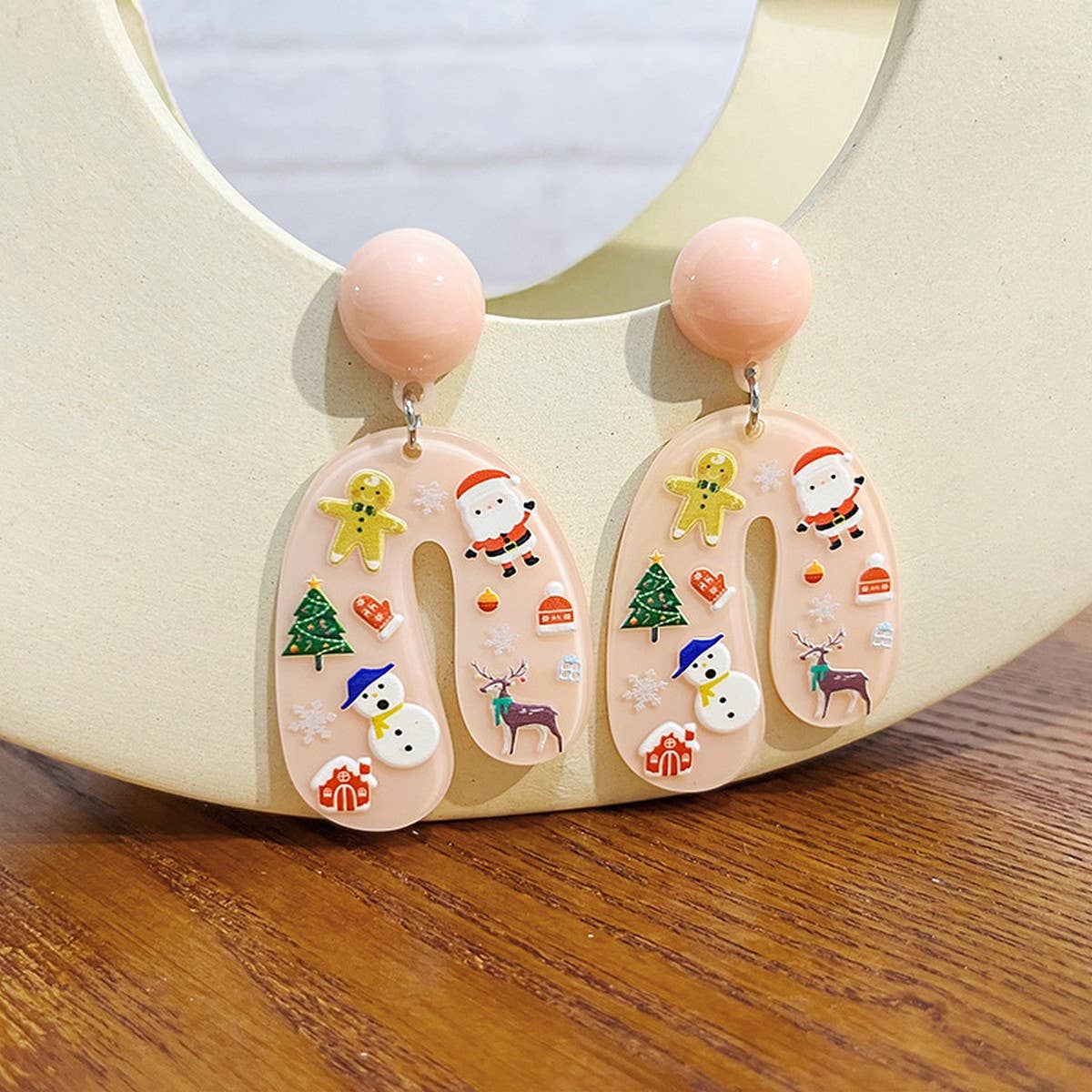 CARTOON U-SHAPED PRINT SWEET EARRINGS_CWAJE1872