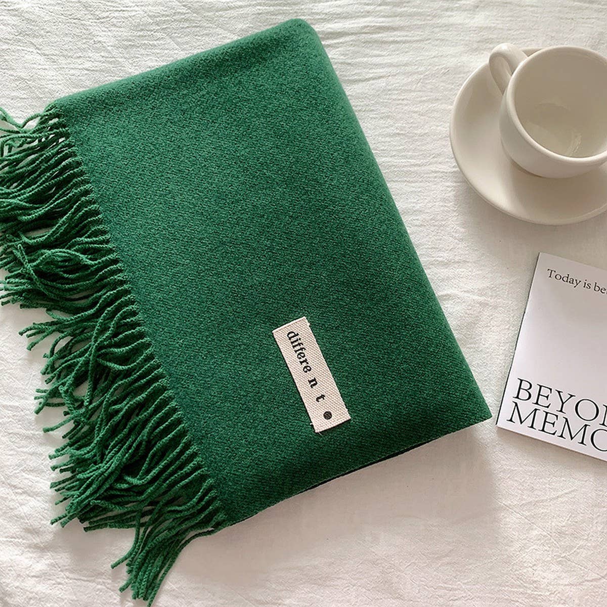 Colorblock Tassel Scarf - Thick Wrap for Students