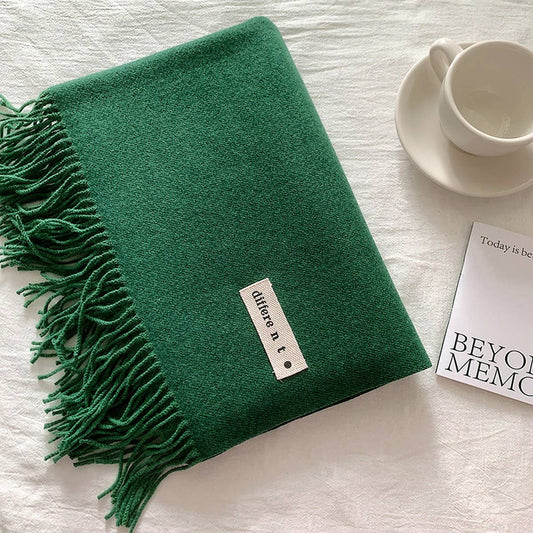 Colorblock Tassel Scarf - Thick Wrap for Students