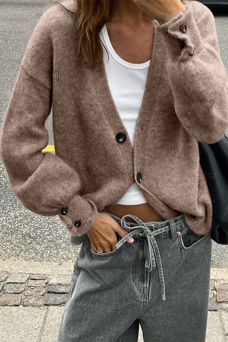 CWOCAL00769_SOLID COLOR LONG-SLEEVED KNITTED CARDIGAN