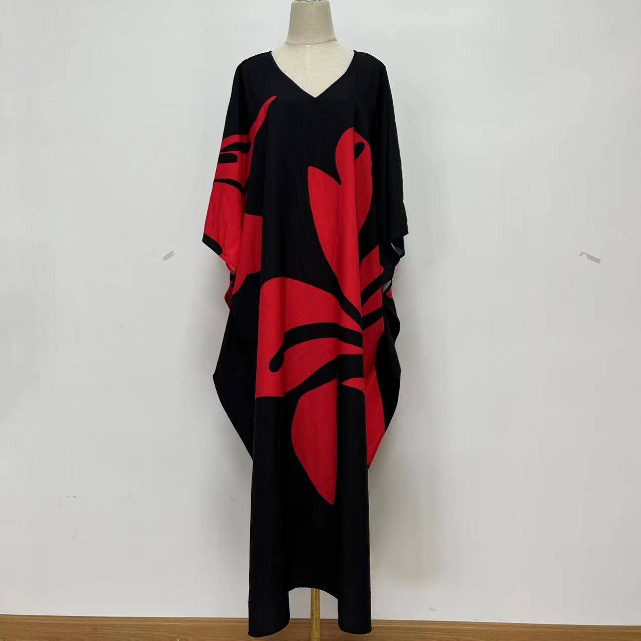 PRINTED BATSLEEVE GOWN LOOSE DRESS BIKINI BLOUSE