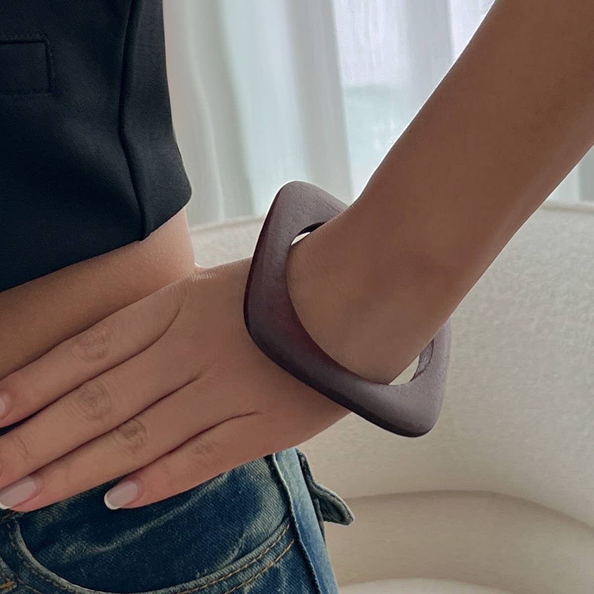 RETRO IRREGULAR FACETED GEOMETRIC BRACELET_CWMM3090