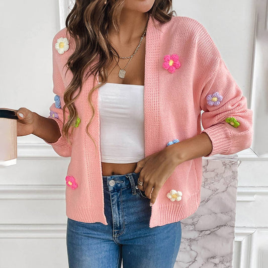 WOMEN KNITTED FLOWER CARDIGAN_CWOCAL0501