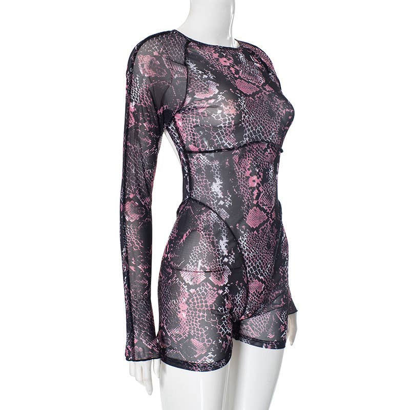 Mesh Backless High Waist Jumpsuit