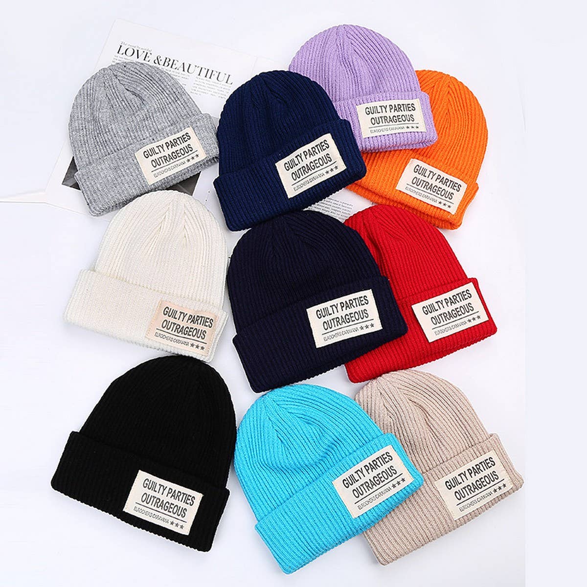 CWAH04358_GUILTY PATCH KNIT BEANIE WINTER WARM HAT