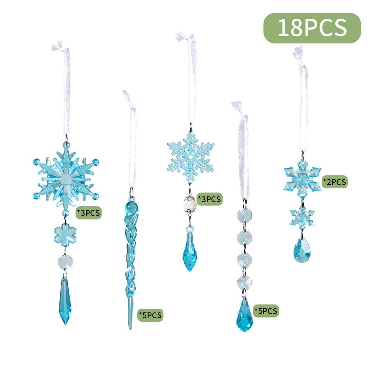 CWMM10176_ACRYLIC ICICLE SNOWFLAKE BAUBLE CHRISTMAS ORNAMENT
