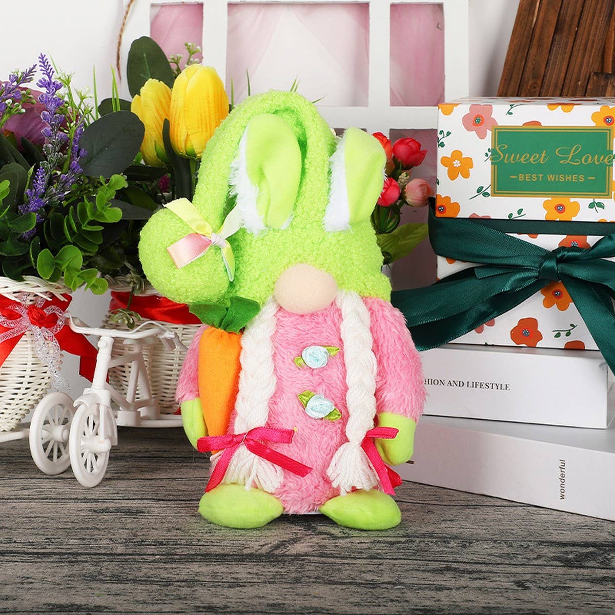 EASTER BALL HAT WITH LIGHT RUDOLPH DOLL ORNAMENT