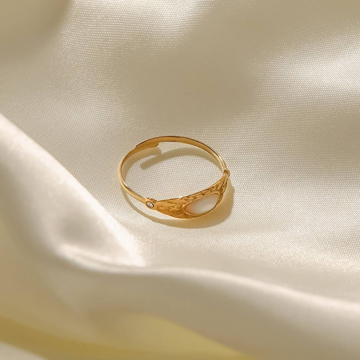 14K GOLD STAINLESS STEEL SET ZIRCON STAR OPEN RING_CWAJE1223