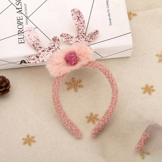 CWMM10425_PLUSH REINDEER ANTLER HEADBAND CHRISTMAS COSTUME