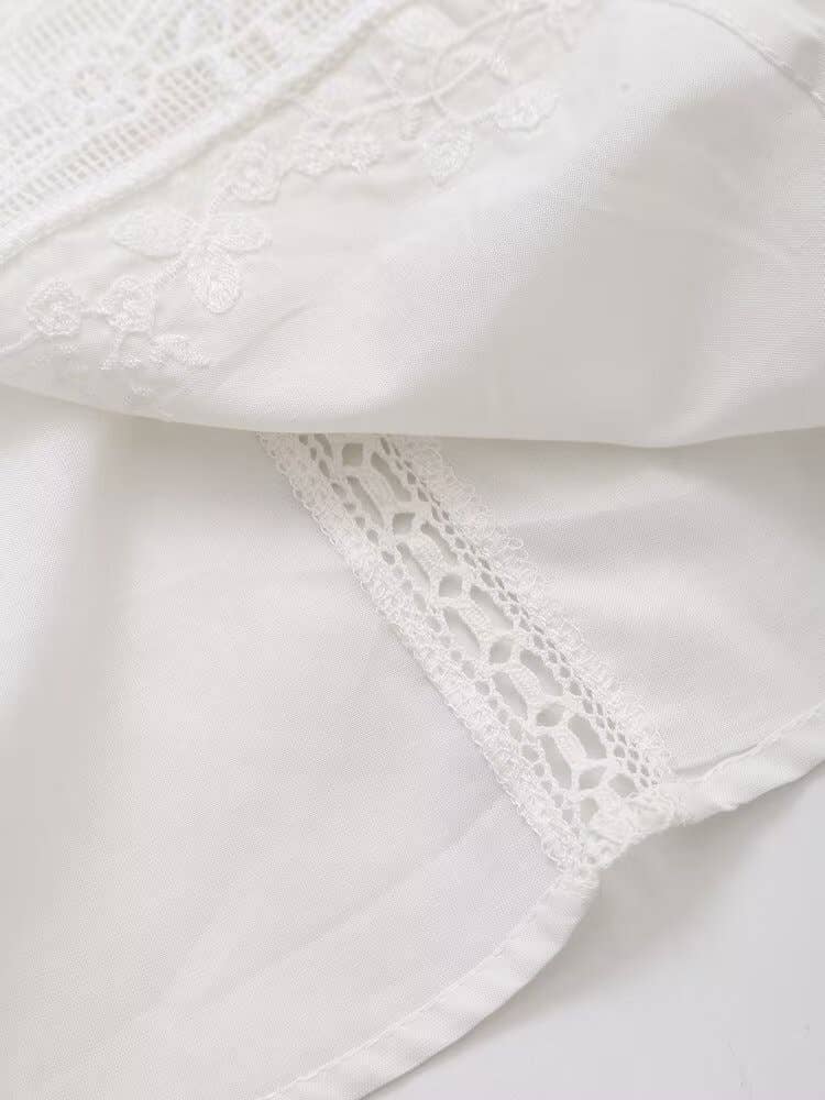 Fashion sleeveless bow tie tie embroidery top