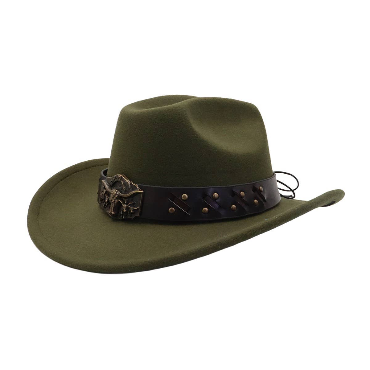 New Western Wool Fedora Hat with Ethnic Design_CWAH04499