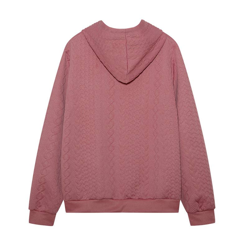 Jacquard laced long-sleeved hooded sweatshirt