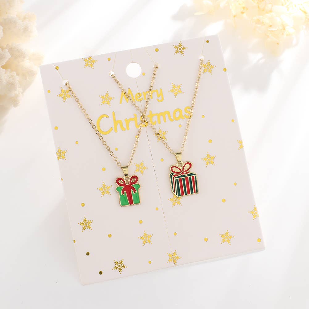 CHRISTMAS SNOWMAN CHRISTMAS TREE NECKLACE SET