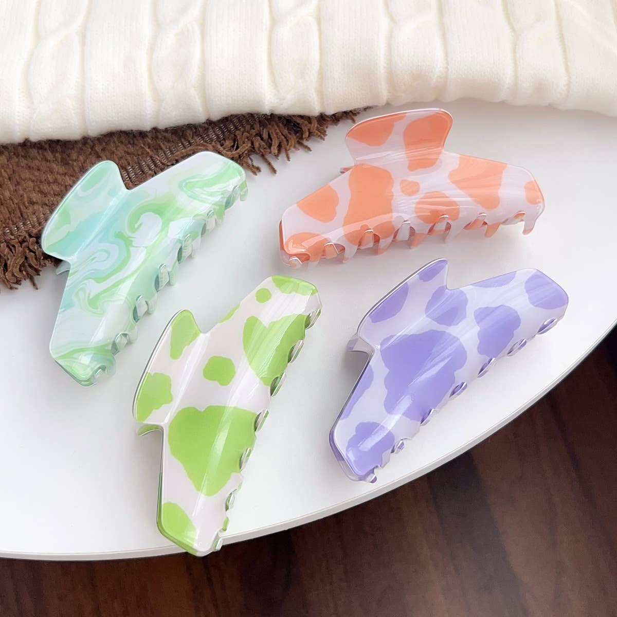 Colorful zebra print gripper French shark clip