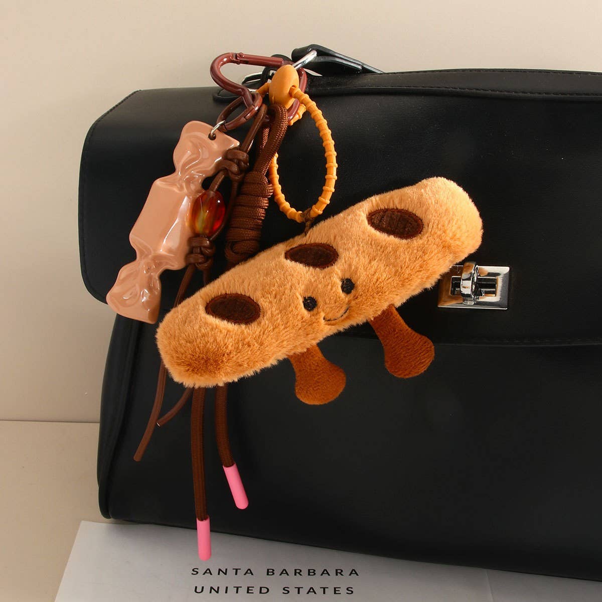 Creative Plush Baguette & Croissant Keychain Charm