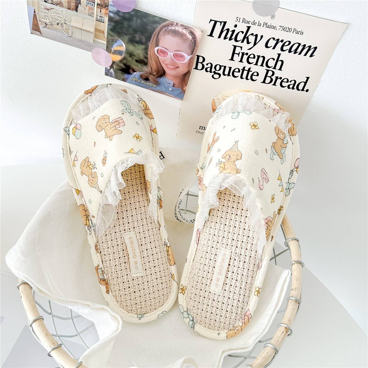 WOMEN'S LINEN BOTTOM NON-SLIP HOME SLIPPERS