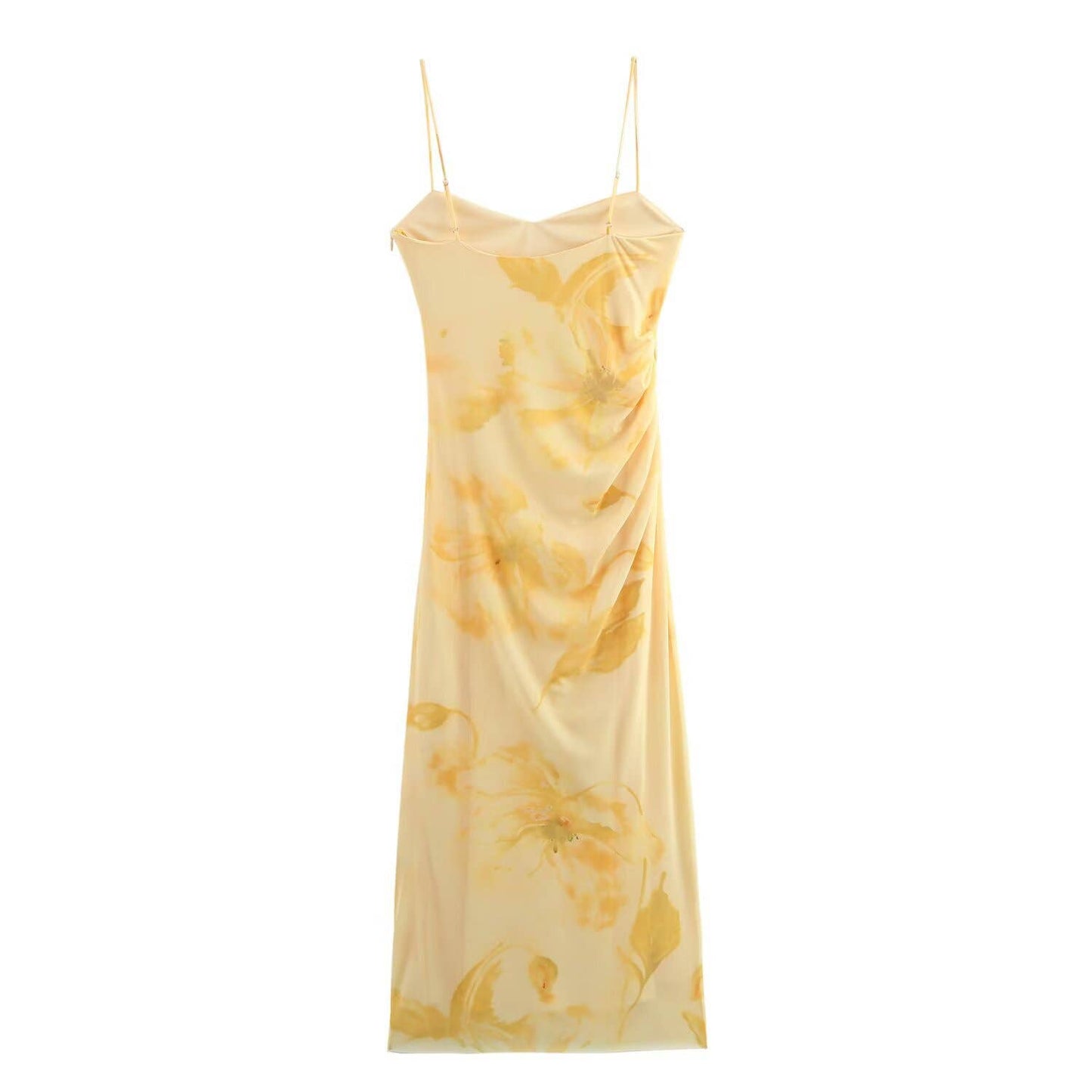 Sexy slimming printed silk mesh long dress