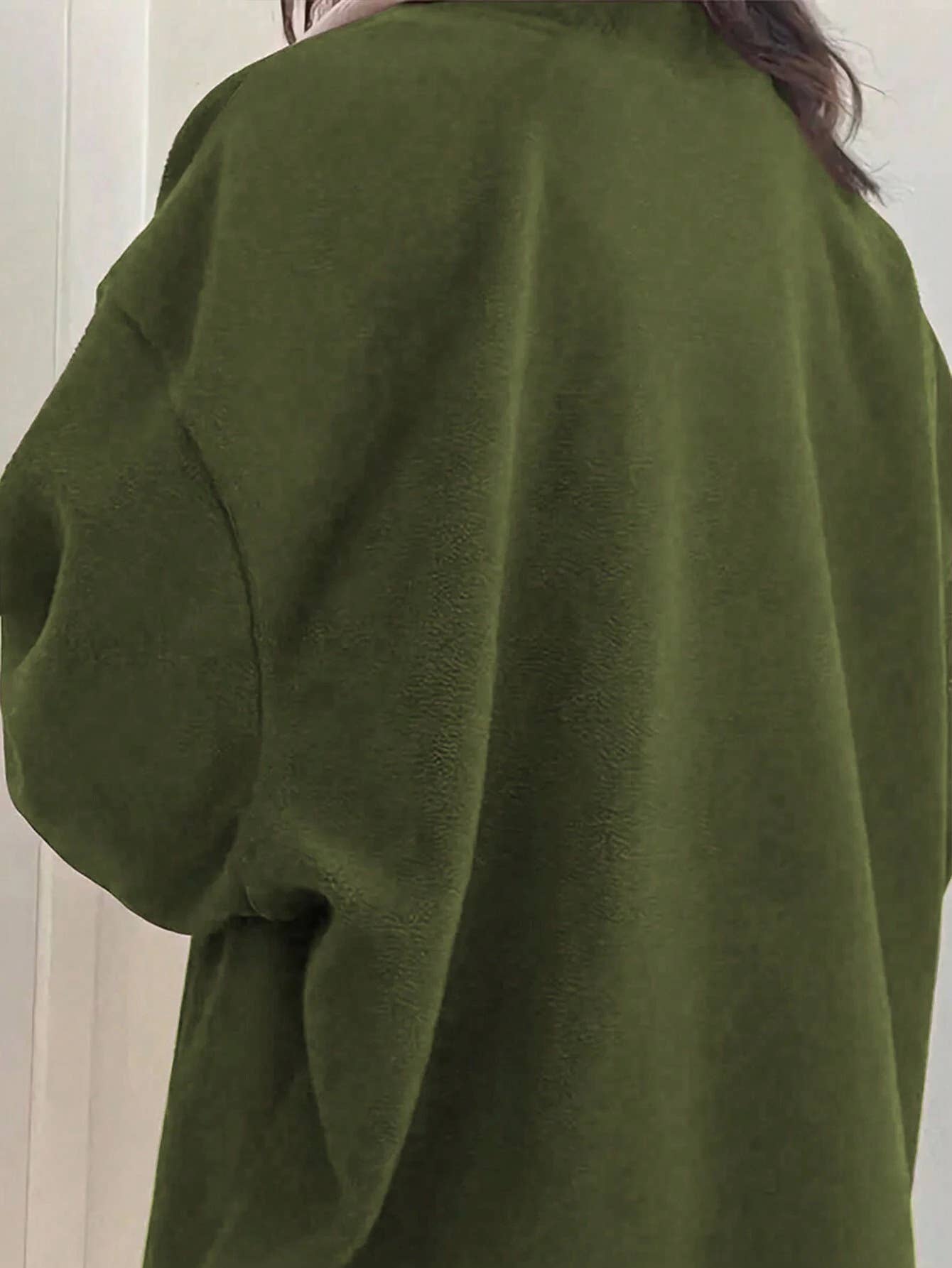 LAPEL THICK SOLID COLOR EXTRA LONG SLEEVE HOODIE