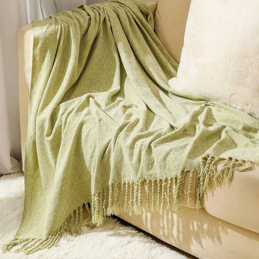 FRINGED SOFT AND WARM KNITTED BLANKET