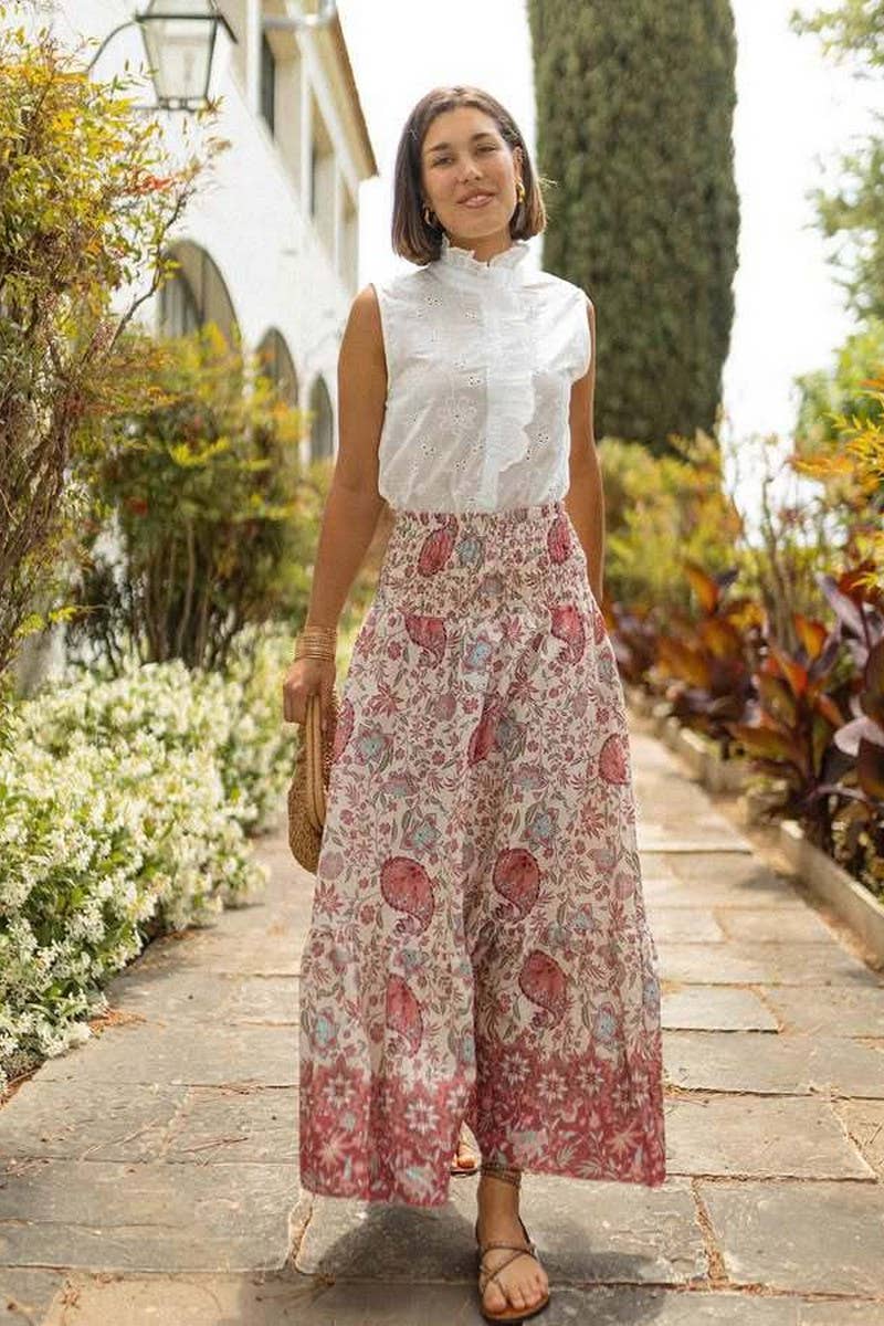 CWBLS0670_BOHO FLORAL FLOWY VACATION MAXI SKIRT