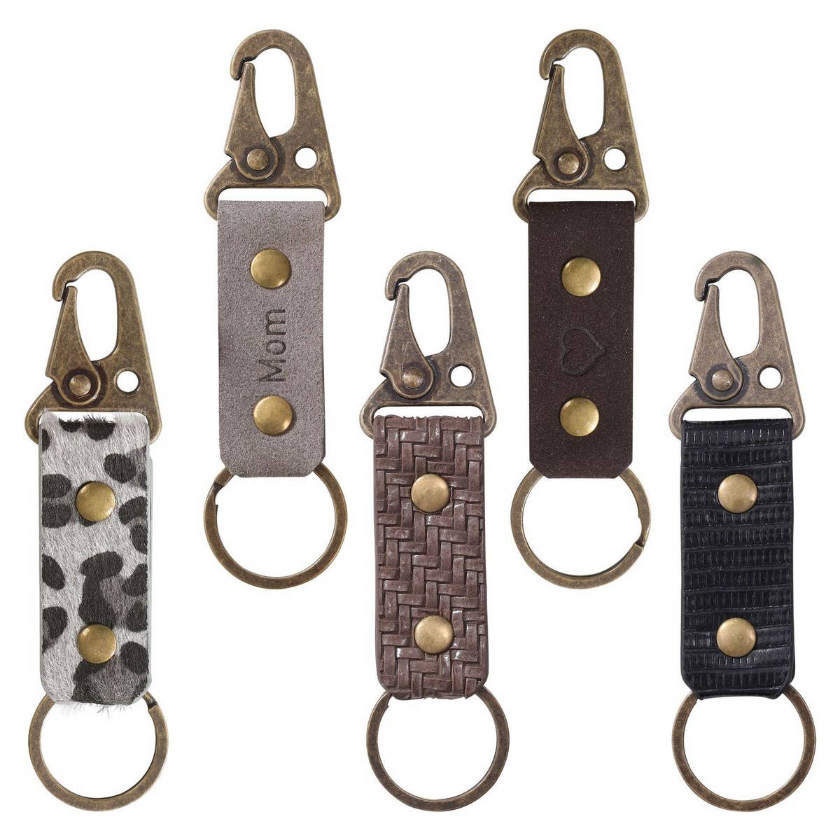 VINTAGE LEOPARD WEAVE LEATHER KEYCHAIN PENDANT