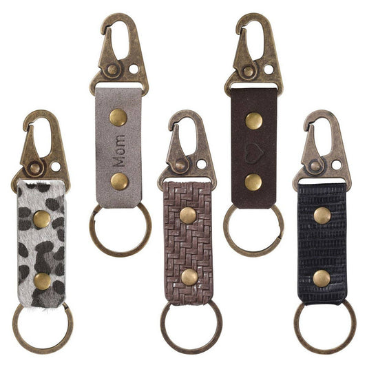 VINTAGE LEOPARD WEAVE LEATHER KEYCHAIN PENDANT