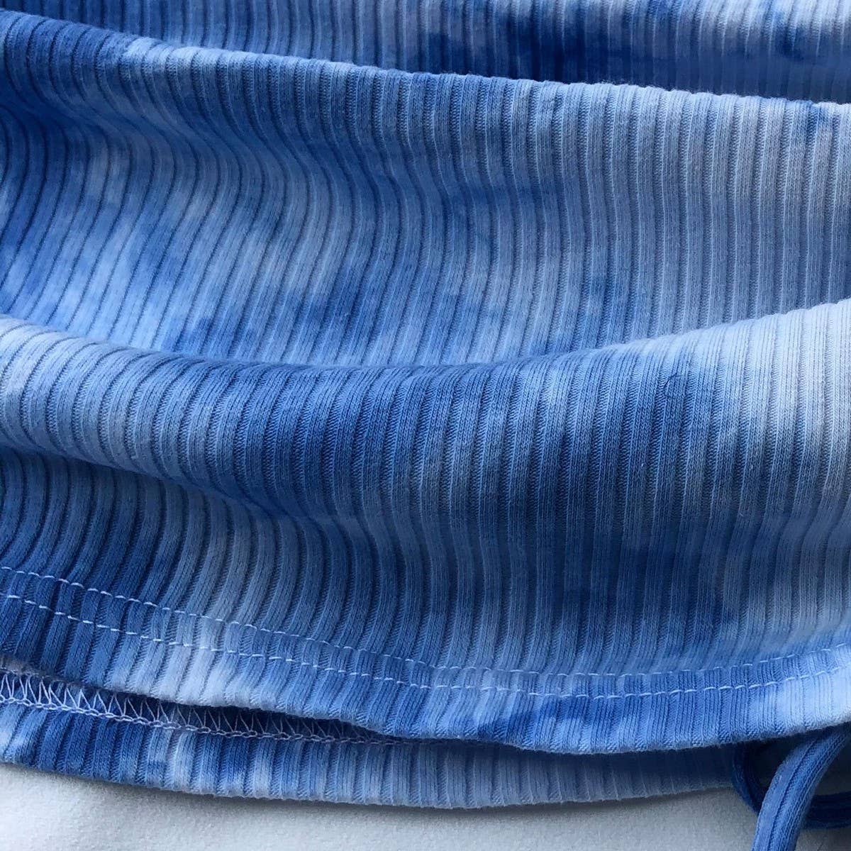 KNITTED DRAWSTRING SKIRT TIE-DYE PLEATED SKIRT