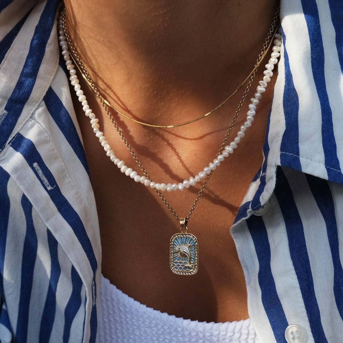 Holiday-inspired colorful tarot necklace