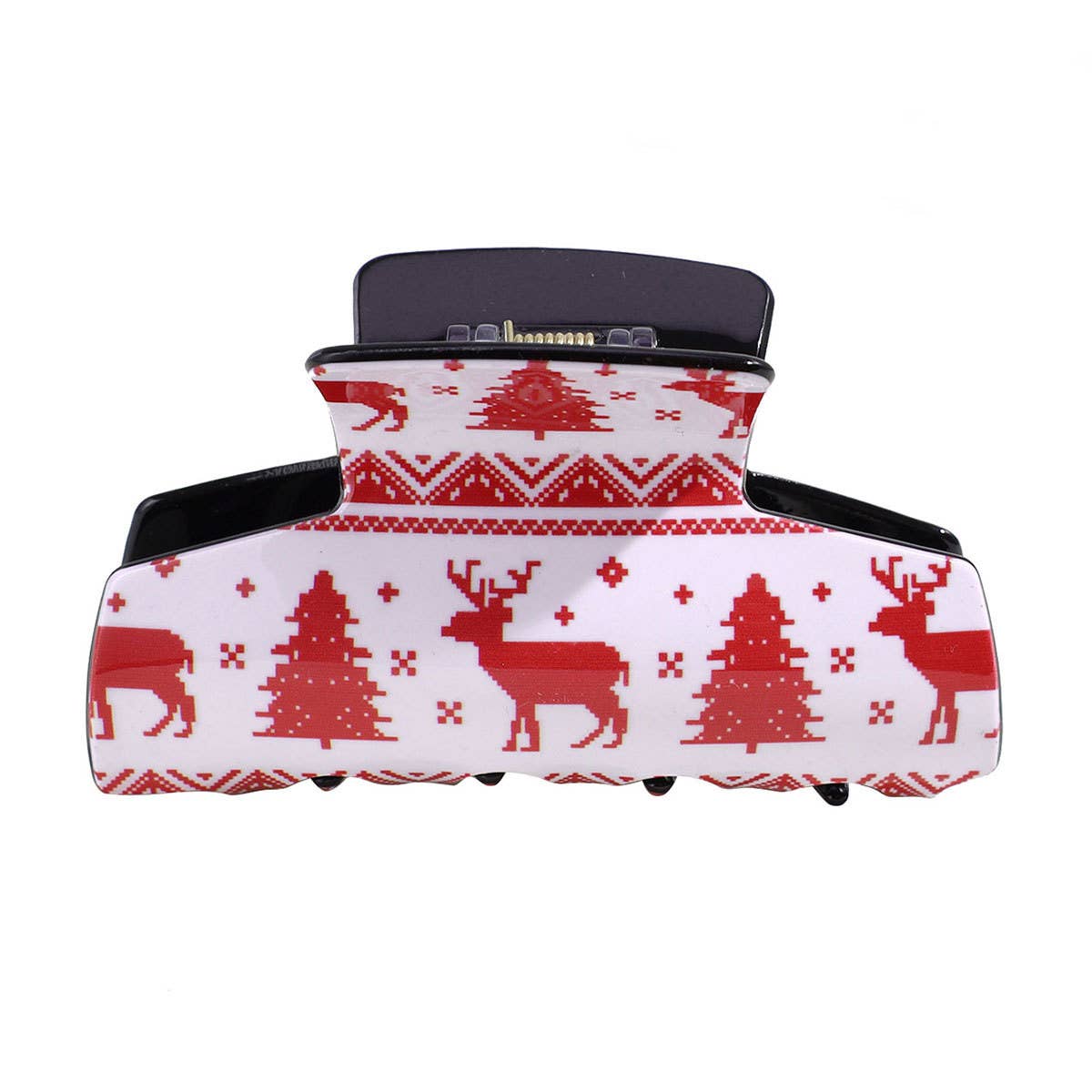 Red Christmas Reindeer Snowflake Hair Clip_CWAHA2327