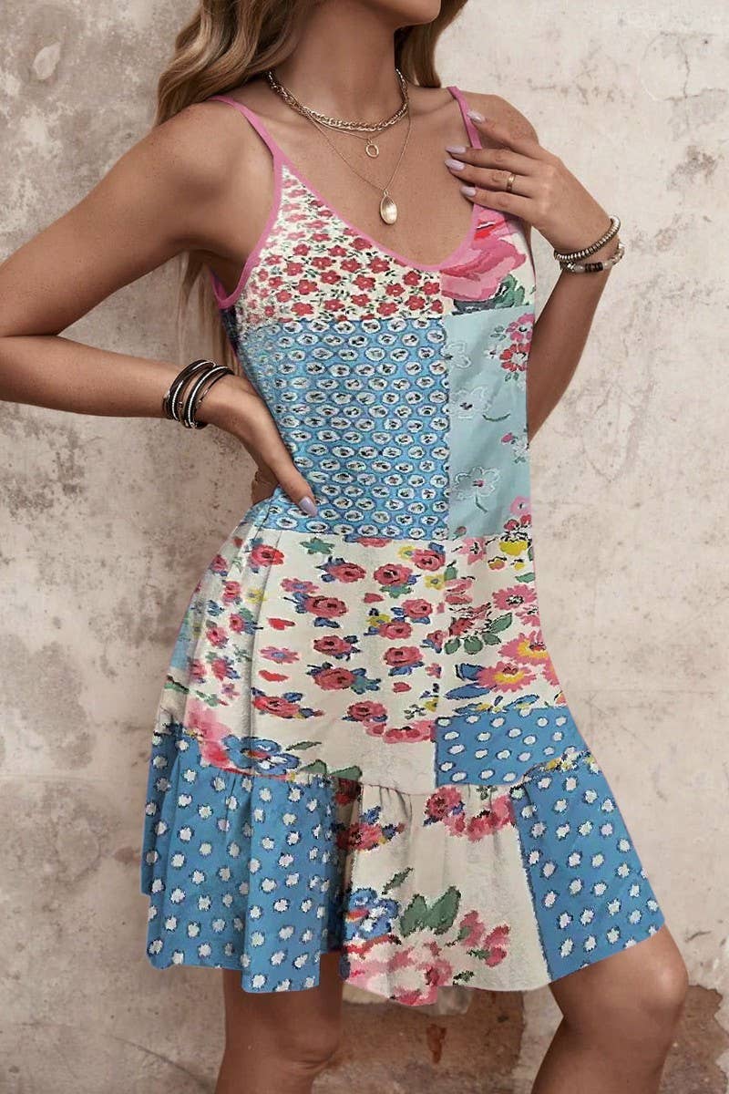 CWDSD10506_FLORAL PRINT CASUAL SLEEVELESS SLIP DRESS