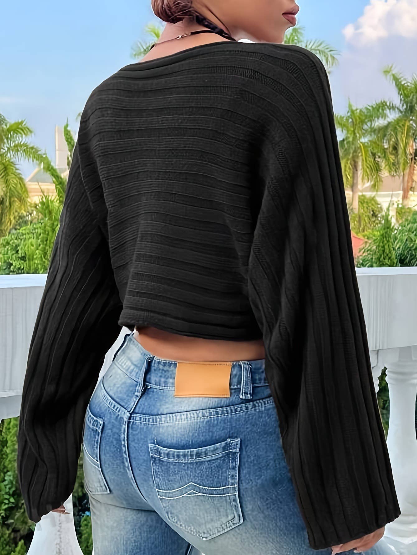 Versatile solid color loose knitted sweater