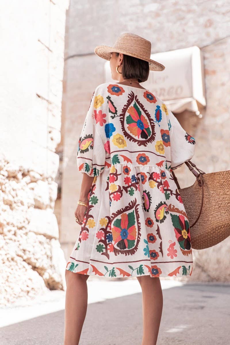 CWDSD8445_SUMMER NEW LOOSE SHORT SLEEVE MINI DRESS