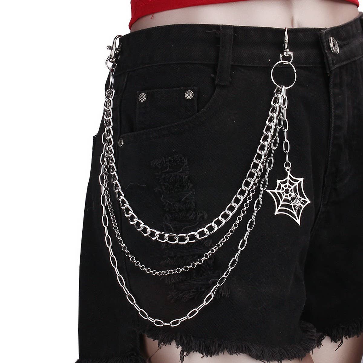 PUNK STYLE SPIDER WEB JEANS CHAIN_CWMM0645