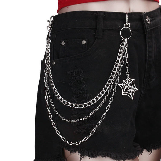 PUNK STYLE SPIDER WEB JEANS CHAIN_CWMM0645