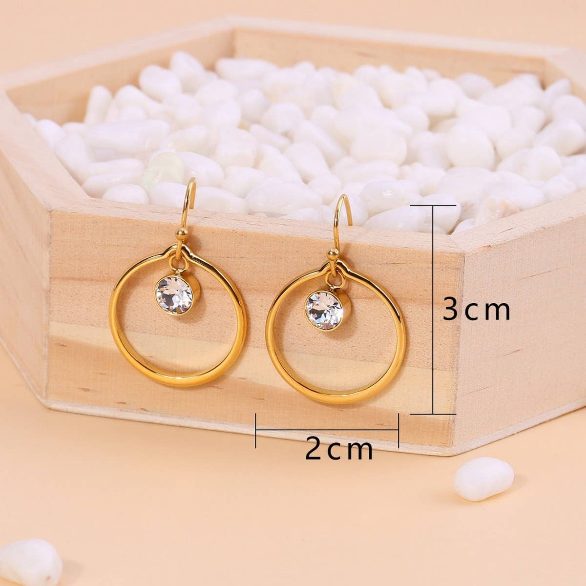 TITANIUM STEEL FASHIONABLE ZIRCON CIRCLE EARRINGS