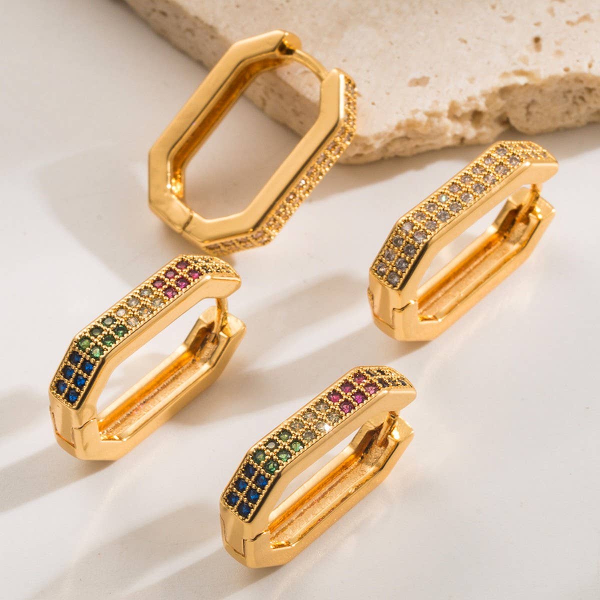 Luxury Micro Geometric Copper Hoop Earrings