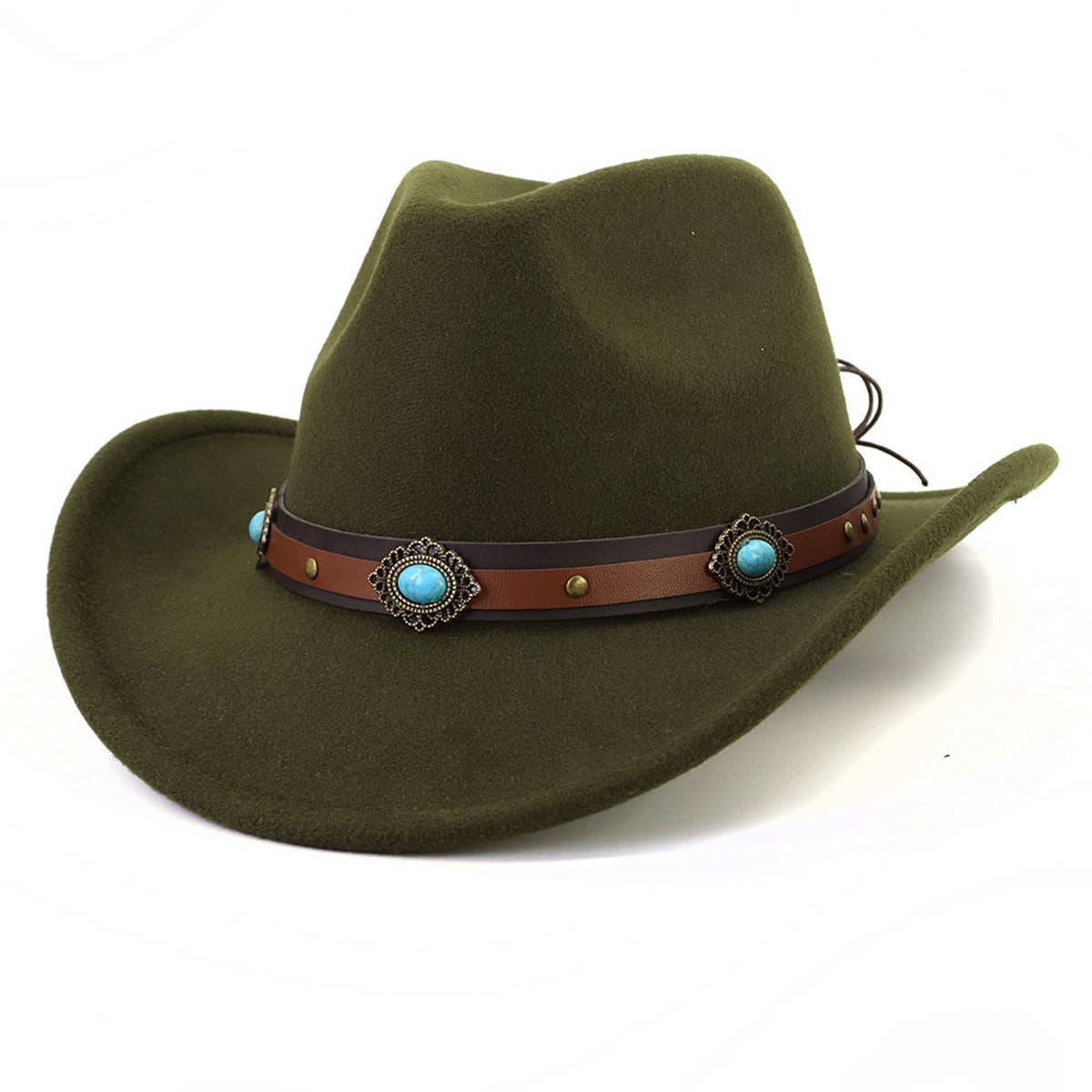 Turquoise Trim Western Cowboy Hat for Women_CWAH0688