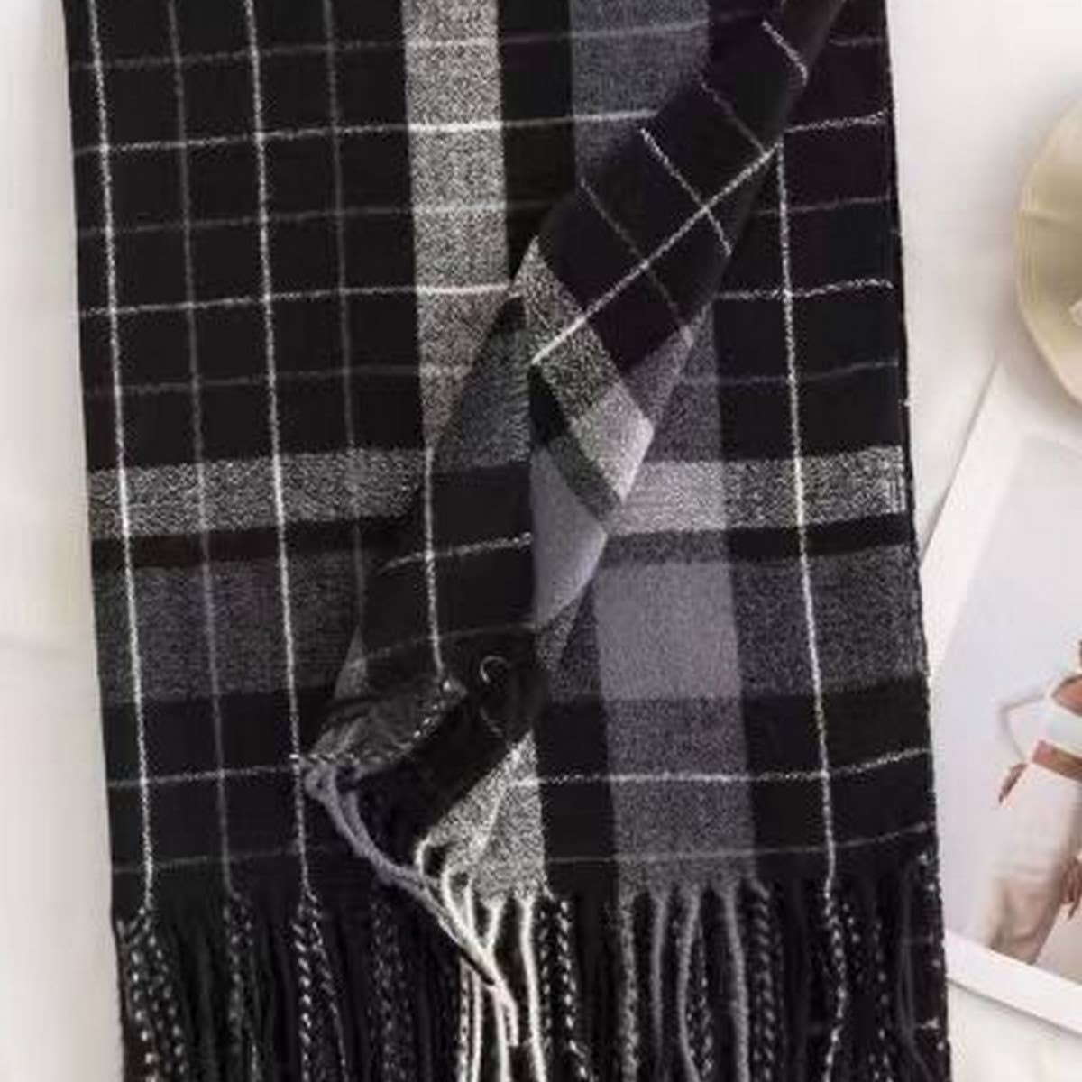 Plaid Scarf - Soft Faux Cashmere Winter Neck Wrap_CWASC0444