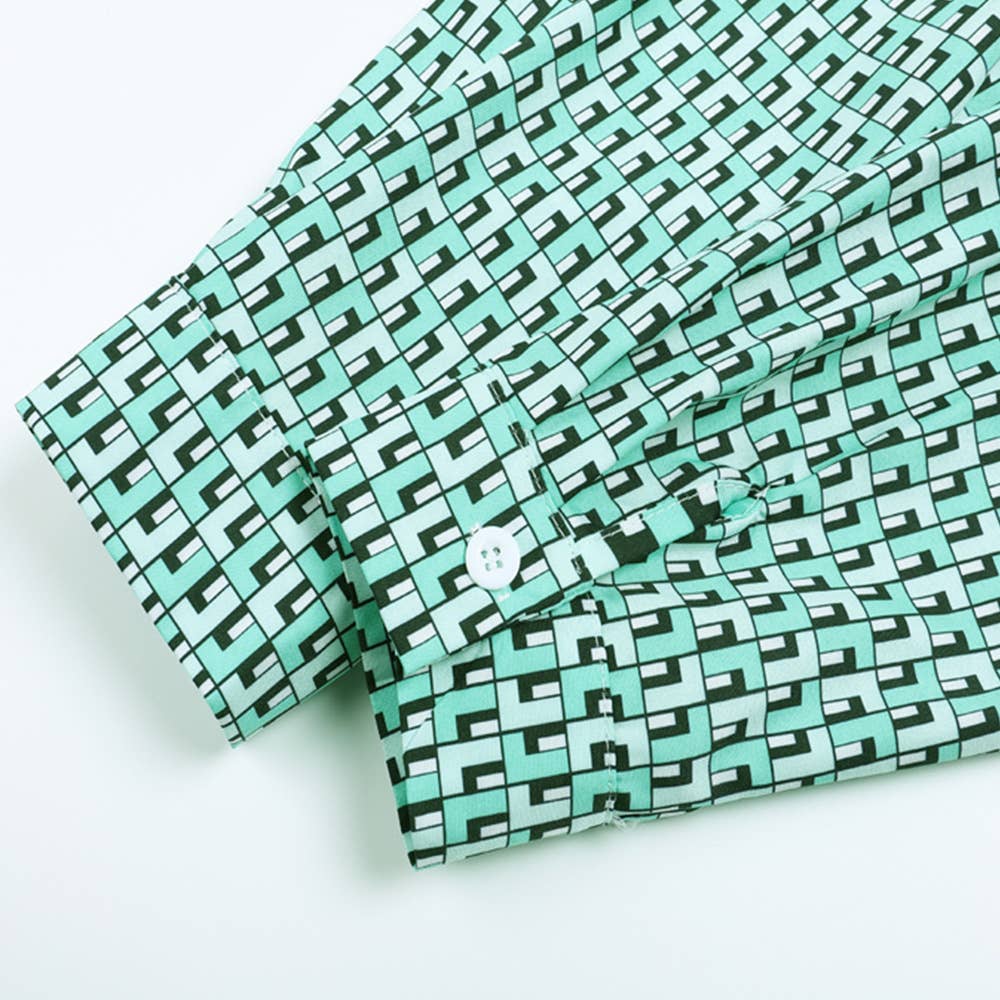 PLAID PATCHWORK LACE-UP LONG-SLEEVED DRESS