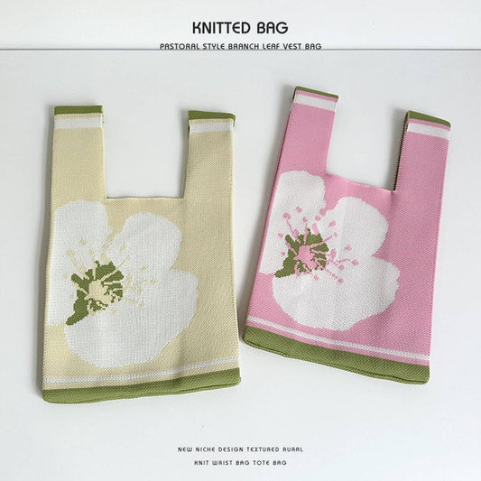 CUTE FLOWER KNITTED WOOL SHOULDER HANDBAG_CWAB2373