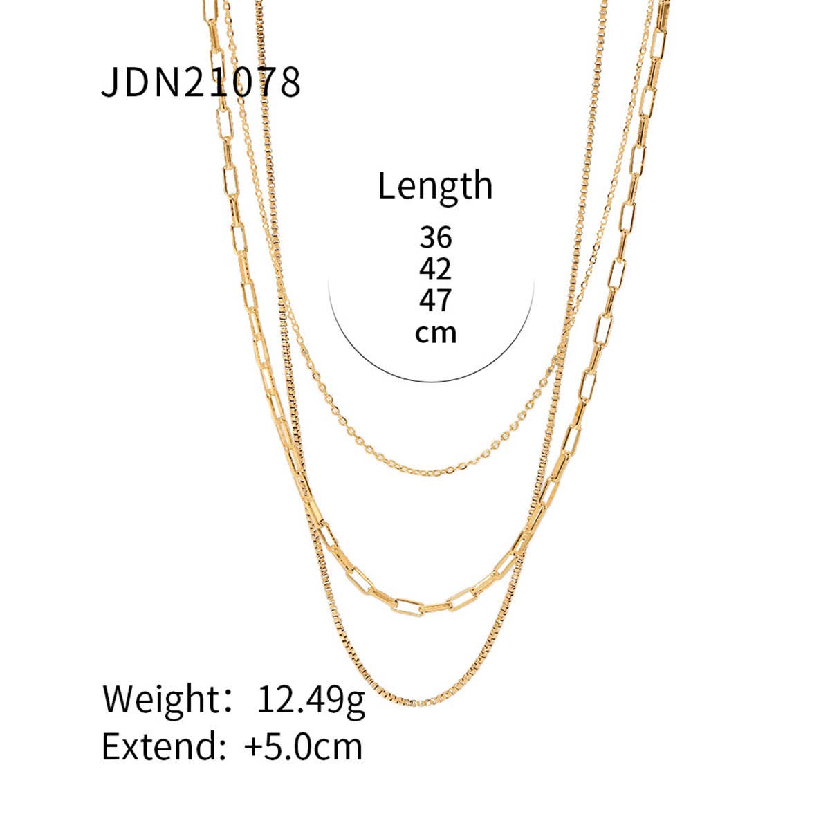 MULTILAYER GOLD PLATE STAINLESS STEEL NECKLACE
