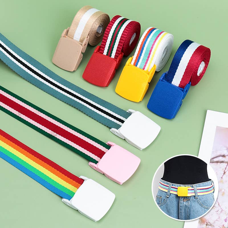 COLORFUL WOVEN SMOOTH BUCKLE CANVAS BELT_CWABE0685