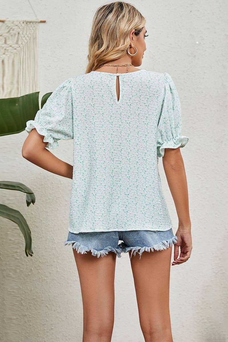 Cwtts0755_Round Neck Short Sleeved Top