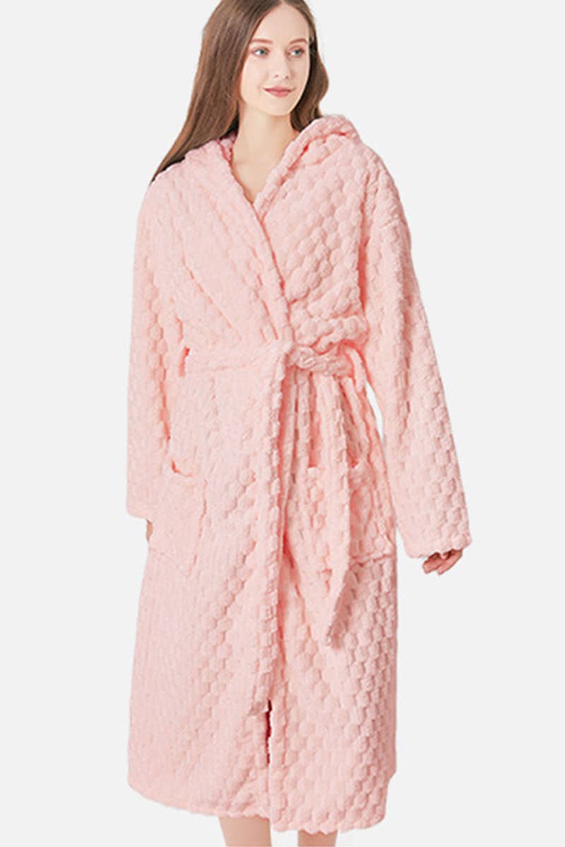 CWMM8295_THICKENED HOUSEHOLD LONG CORAL FLEECE ADULT ROBE